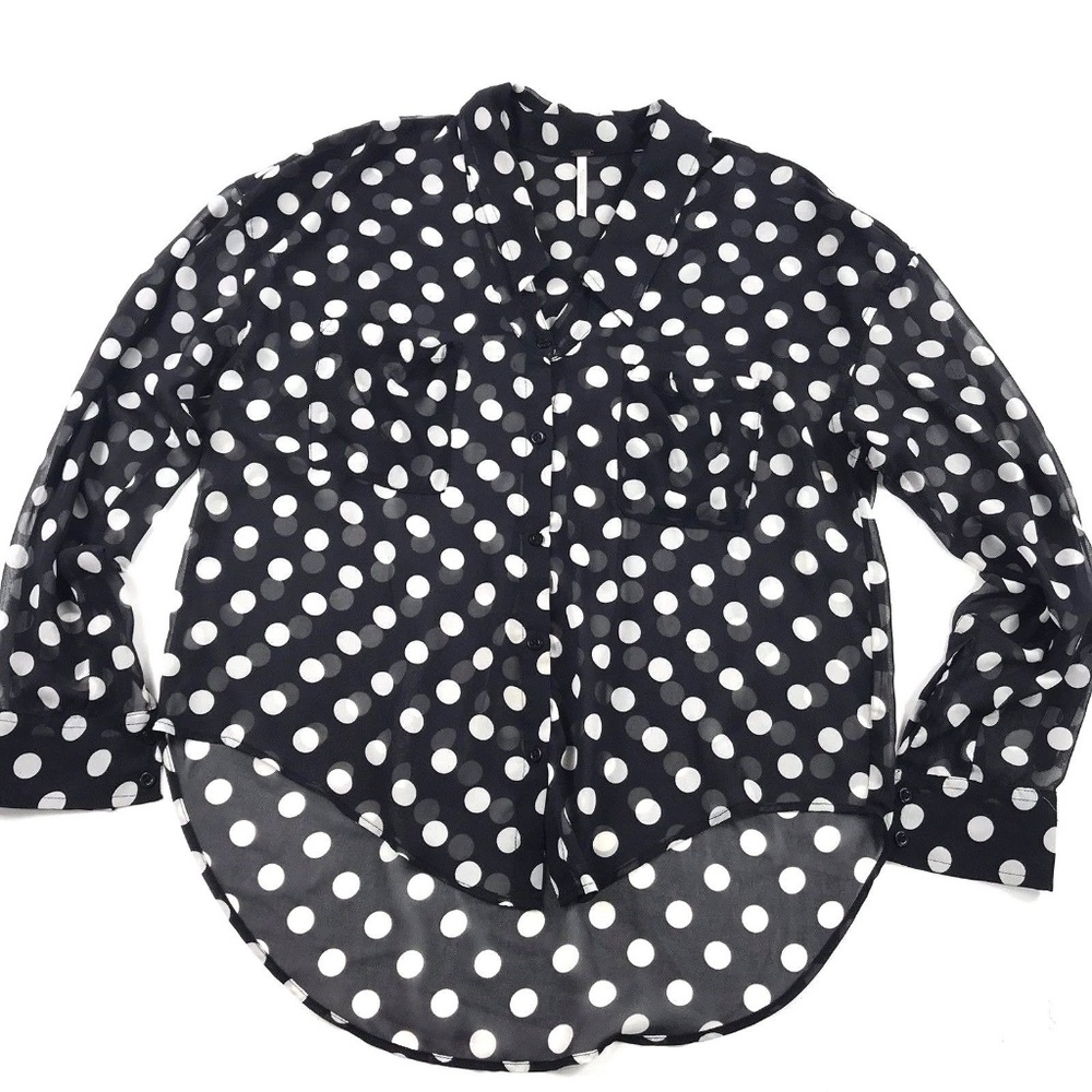 Free People Sheer Polka Dot Blouse Oversized XS